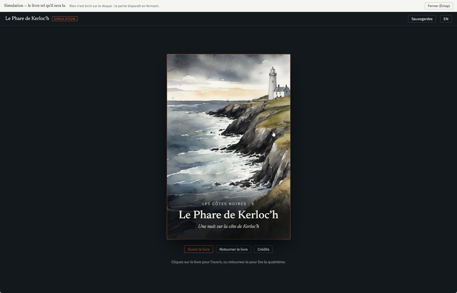 La couverture du livre exporté : Le Phare de Kerloc'h, une nuit sur la côte.